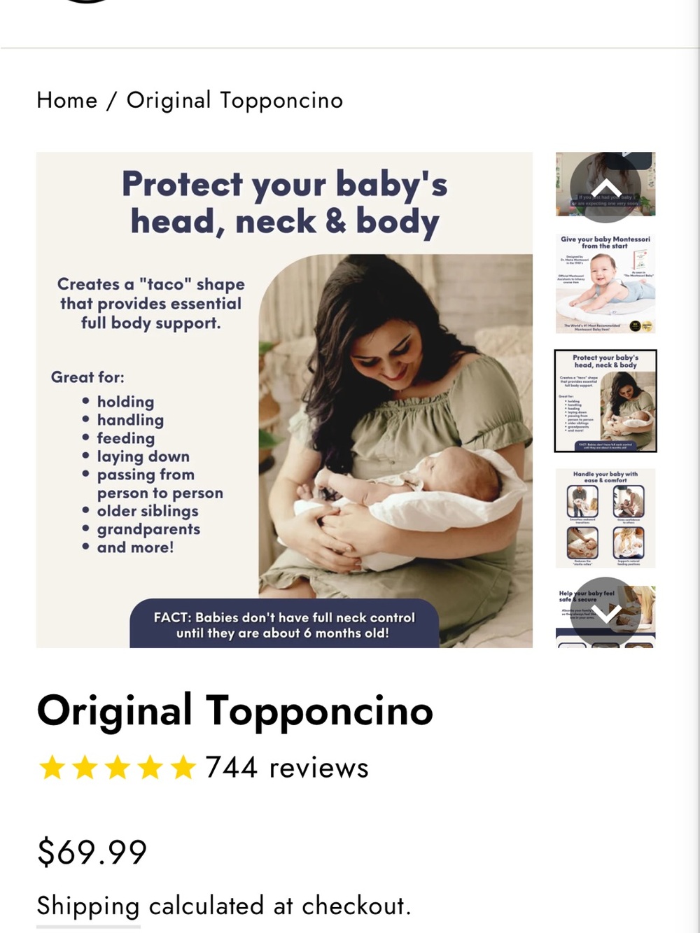 Topponcino Montessori Baby Support Pillow